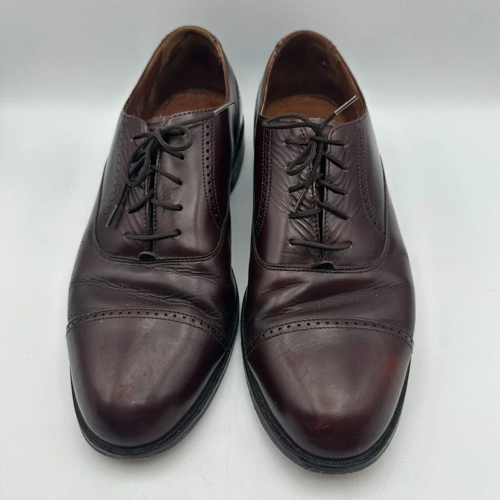 Bostonian Classics Oxford Mens 10 Burgundy Leather Cap Toe Brogue 20352